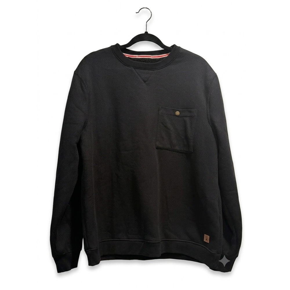 Coleman Mens Bonded Sherpa Lined Sweatshirt Black Crew Neck Pocket Large NWT
